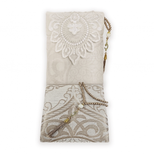 Frans�z G�p�rl� Kese �nci Tesbih Seccade Set - Kahve