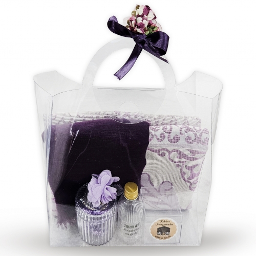 �zel Tasar�m Kutulu Hac Umre Hediyelik Set - 02 - Mor