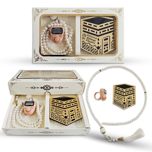 3l� �zel Tasar�m Kutulu Tesbih ve Magnet ve Zikirmatik Set - Pudra